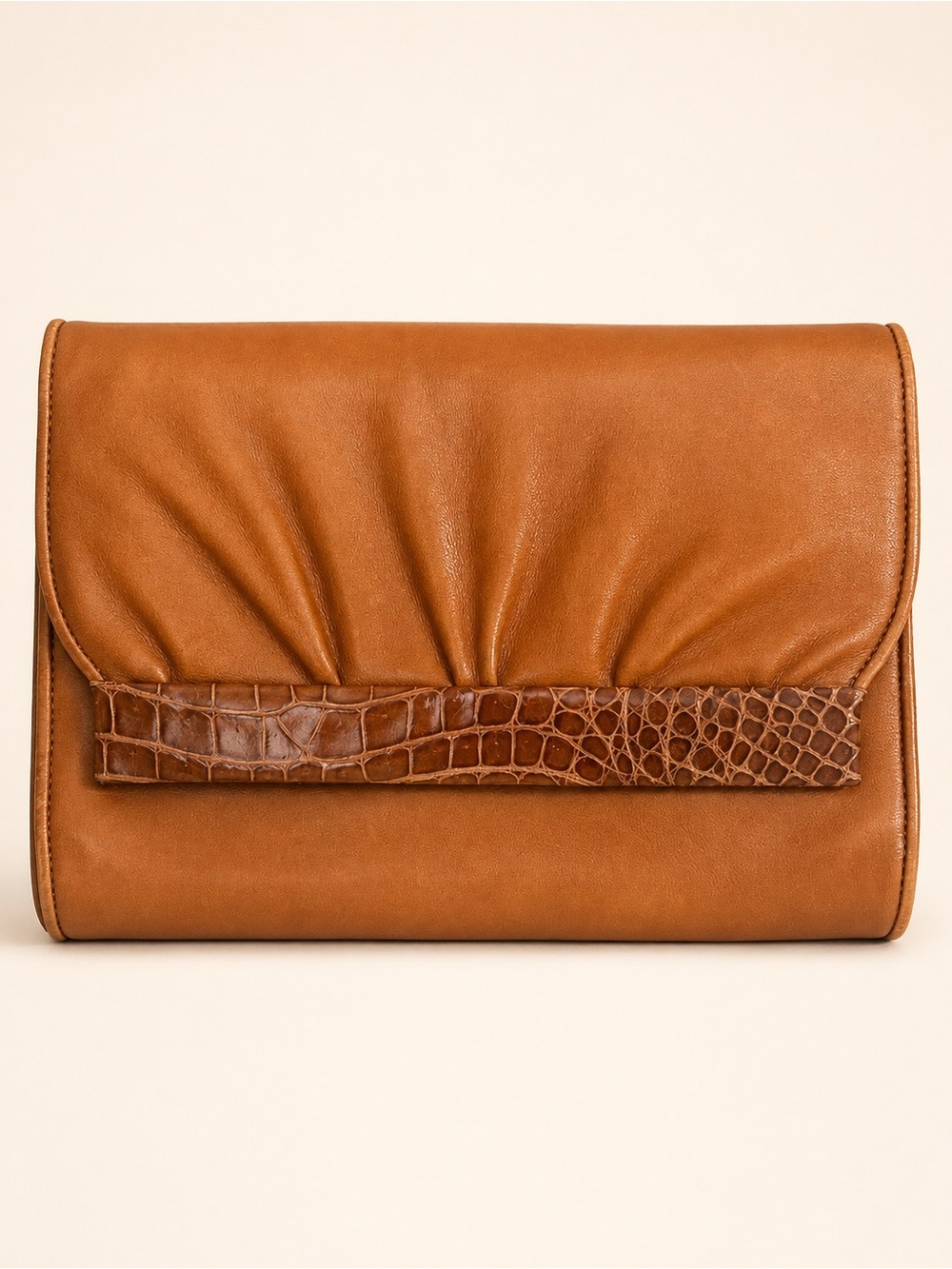 Gucci Vintage Convertible Shoulder Bag Clutch Cognac Leather